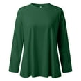 thumbnail image 4 of Fiaer Women T Shirts Loose Fit Long Sleeve Tshirts Crew Neck Plus Size Casual Comfort Drop Shoulder Fall Tops Green M, 4 of 5