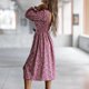 thumbnail image 2 of Vestido estampado de mujer Manga larga Cuello en V Espalda semiabierta Dobladillo dividido Elegante Otoño Invierno Vestido casual de mujer, 2 of 6