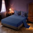 thumbnail image 4 of Homewish Dreamy Moon Stars Queen Bedding, Gold Navy Blue Bedding Comforter Set Queen, Navy Blue Reversible 7pcs, 4 of 7