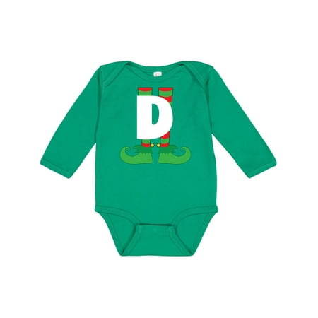 

Inktastic Christmas Elf Feet Letter D Monogram Gift Baby Boy or Baby Girl Long Sleeve Bodysuit