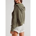 thumbnail image 5 of Solid Color Waffle Knit Button Neck Cropped Jacket for Women Green Small, 5 of 5
