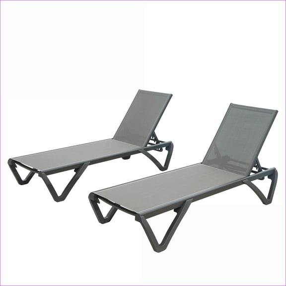 Outdoor Chaise Lounge Chairs, 2-Pack Adjustable for Pool Patio Yard Balcony | Aluminum | Slate Gray