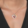 thumbnail image 3 of Two Tone Red Created Ruby Blue Created Sapphire Red Garnet Created Moissanite `I love you always and forever` Engraved Pendant Necklace for Women (1.70 cttw, Heart Shape 5MM, 18 inch Chain), 3 of 3