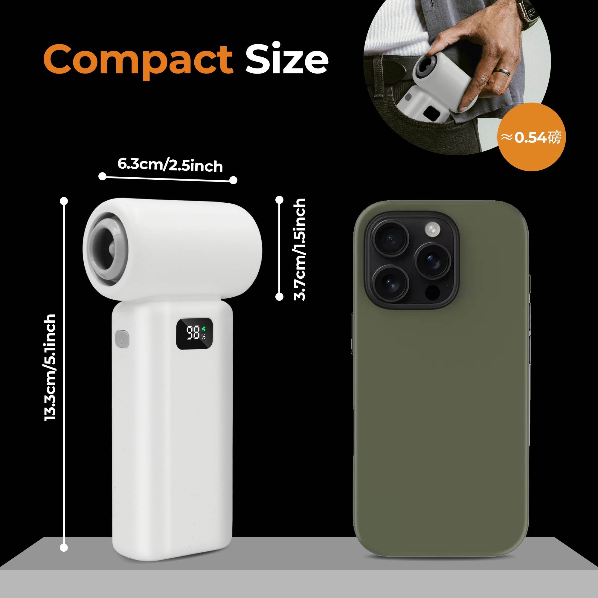 CreWear Compressed Air Duster - 100,000 RPM Electronic Cleaner with 6 Speeds, LED Screen, Lighting, Rechargeable Air Blower Dusters for Computer, Keyboard, Car, Outdoors, Office