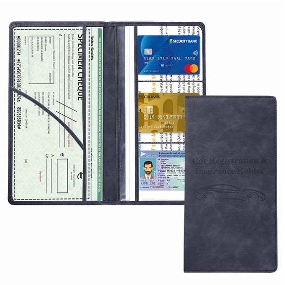 CHICAURA PU Leather Automotive Organizer for Car Registration Insurance Cards 1 Count Black