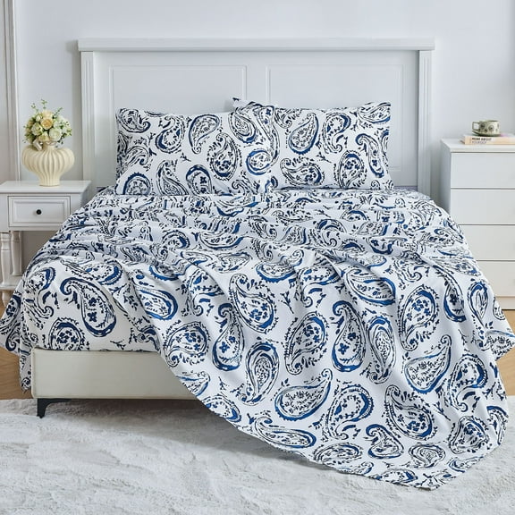 Hitime 4PC Deep Pocket Queen Sheet Set Fit 14", Breathable Microfiber Super Soft Queen Size Sheet Set, Luxury Hotel Style Home Decor Queen Bed Sheet Set, Gift for Women, Men