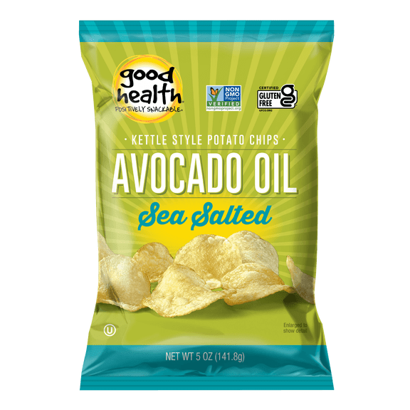 Pack of 12, Good Health Avocado Oil Kettle Style Potato Chips Sea Salt, 5 oz