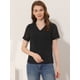 thumbnail image 4 of Blusa Informal Allegra K con Cuello En V Y Manga Corta Para Mujer con Puntos Suizos Negro S, 4 of 4