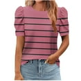 thumbnail image 1 of Pisexur Hauts pour Femmes, Hauts de Sortie pour Femmes & T-Shirt à Manches Courtes Col Rond Imprimé, Haut Ample, Hauts de Printemps pour Femmes Rose, 2TG, 1 of 6