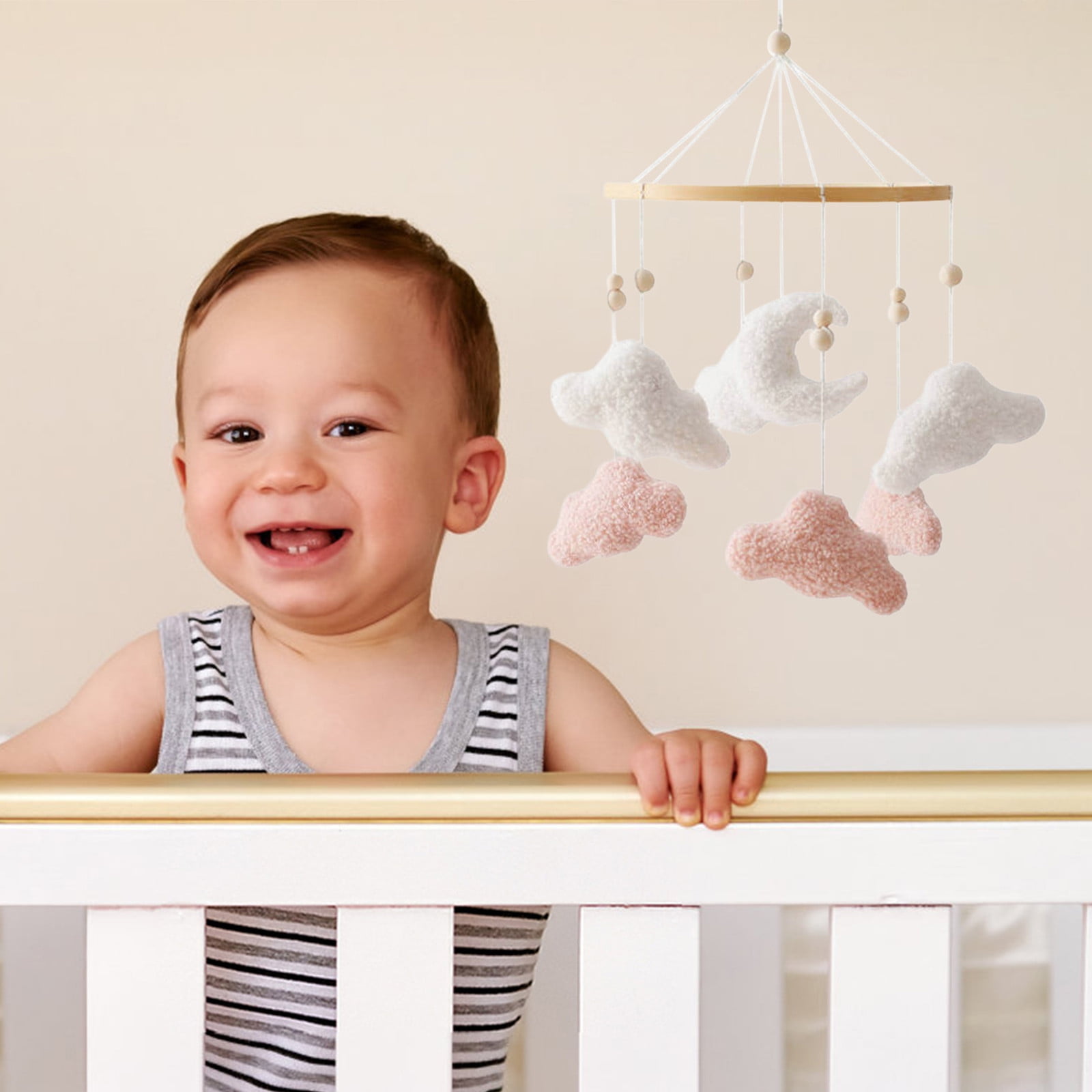 Boho Nursery Crib Mobile Soothing Hanging Toy With Gentle Music And Rotating Animal Characters For Development