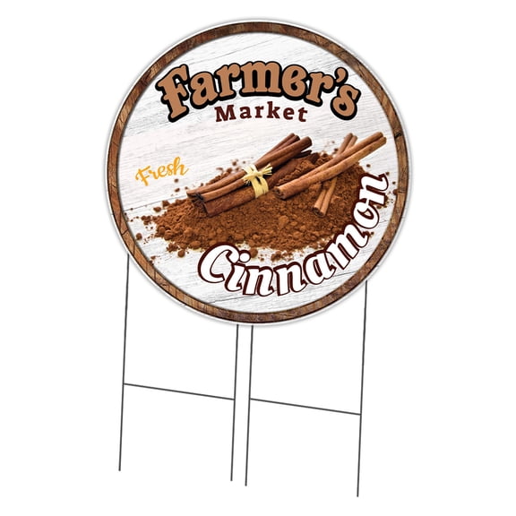 SignMission Corrugated Plastic Sign With Stakes 36" Circular - Farmer's Market Cinnamon | Coroplast Yard Sign With Stake |  Made in the USA