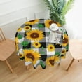 thumbnail image 6 of Sunflower Tablecloth Black and White Checkered Tablecloth Floral Round Tablecloth 70 Inch Washable Reused Picnic Table Cover Holiday Party Dining Kitchen Decor, 6 of 6