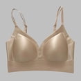 thumbnail image 2 of VEKDONE Women's Silk Soft Cup Wireless Bra Bralette Top Full Coverage Spaghetti Straps Bras Push Up Bra with Smooth Satin Everyday Bras Coffee Size XL, 2 of 3