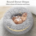 thumbnail image 4 of Cama para gatos Rabbitgoo, relajante, de felpa, rosquillas, color gris claro, 4 of 9