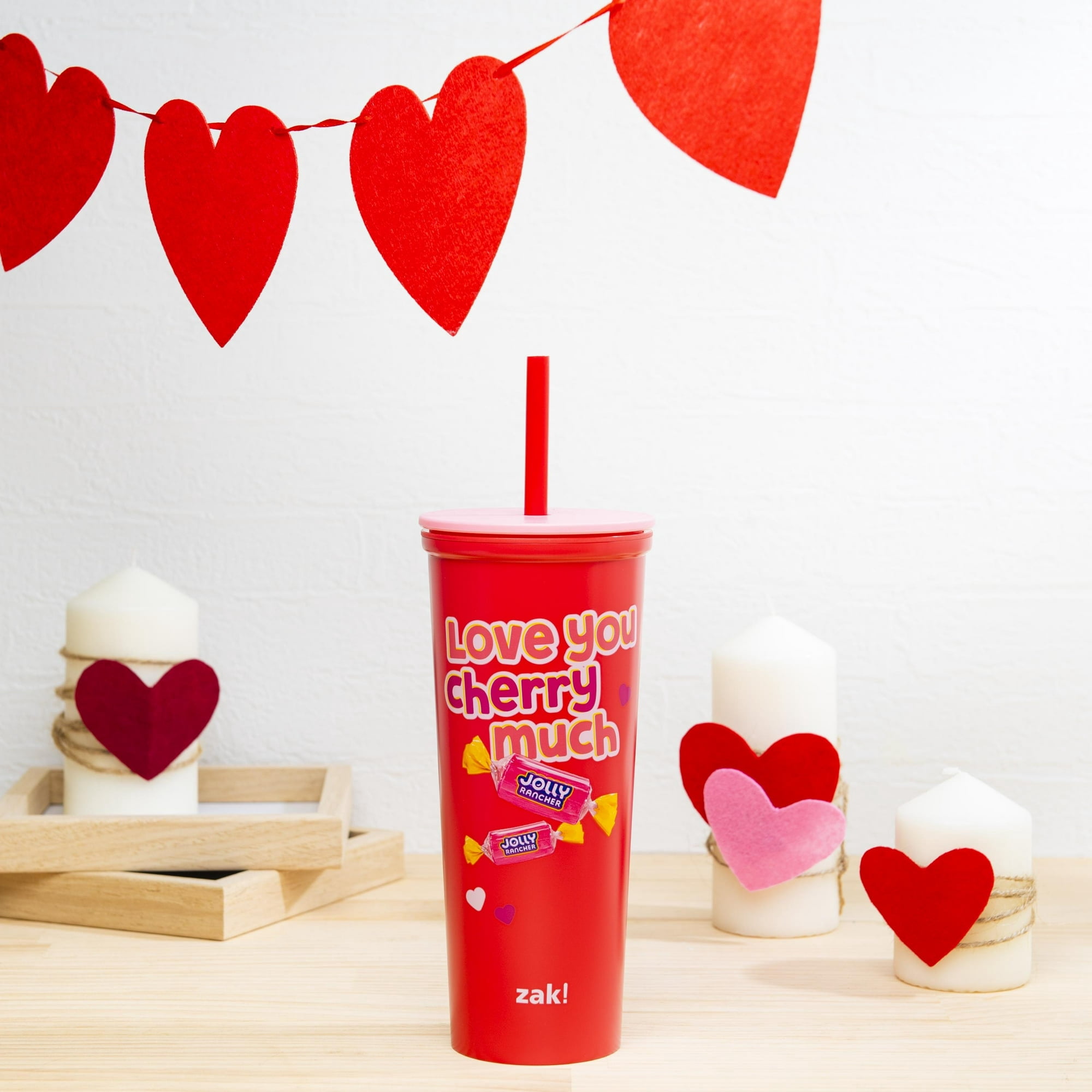 Valentine's Day 22 oz Plastic Jolly Rancher Insulated Tumbler w