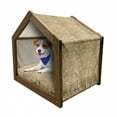 thumbnail image 1 of Garden Pet House, Retro Grungy Effect Pattern with Cluster of Daisies Flourishing on Tall Stems, Outdoor & Indoor Portable Dog Kennel with Pillow and Cover, 5 Sizes, Caramel and Tan, by Ambesonne, 1 of 5