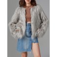 thumbnail image 4 of FOCUSNORM Women Faux Fur Coat Solid Color Open Front Long Sleeve Plus Size Jacket Warm Winter Outwear, 4 of 9