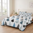 thumbnail image 2 of Quilts Full Size Bedding Set, Christmas Trees Lightweight Quilted Comforter, Xmas Trees Polka Dots Plaid Blue Black Soft Reversible Bedspread Coverlet with Pillow Covers for All Season, 78" x 90", 2 of 9