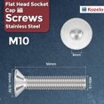 5Pcs[M10-1.5x50] Flat Head Socket Cap Screw Countersunk Bolt - Walmart.com
