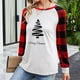 thumbnail image 4 of ICHUANYI Clearance Christmas Shirts For Women Plaid Splicing Tops Long Sleeve Trendy Sweatshirts Blouse Tops ICHUANYI "ICHUANYI", 4 of 5