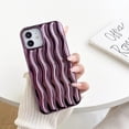 thumbnail image 3 of Funda para iPhone con diseño de ondas 3D y bordes rizados, de silicona suave, fina, a prueba de golpes (morado brillante, iPhone 12 Pro Max), 3 of 8