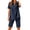 Dark Blue, variant on Sets for Women 2 Piece Summer Short Sleeve V Neck Shirt Gauze Capri Set Linen Loungewear Sets Beach Outfits