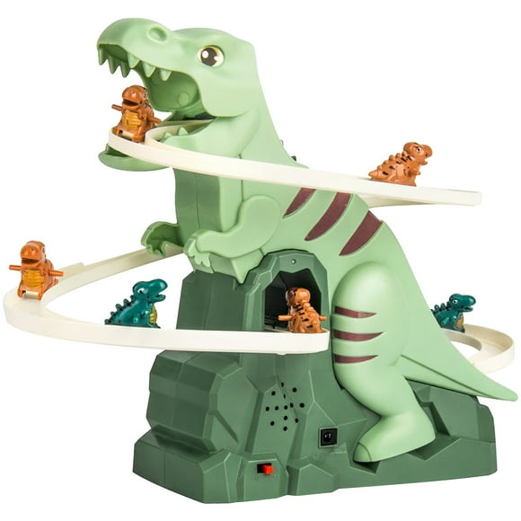 Dinosaur Track Climber Slide Toy Set, Interactive Stair-Climbing Adventure with 3 Cars, Educational STEM Building Kit for Boys and Girls