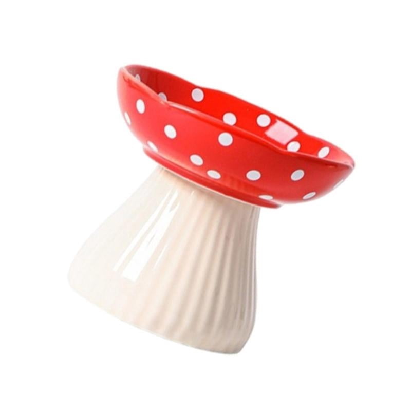 Yiran Ceramic Elevated Neck-Protective Cat Bowl, Red