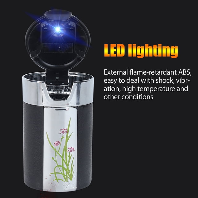 Cenicero portátil de viaje para automóvil, cenicero para automóvil con tapas y luz LED, cenicero de escritorio para fumar, portavasos cilíndrico para automóvil, vehículo, oficina, hogar