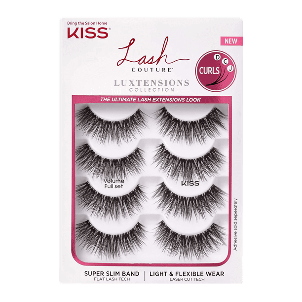 KISS Lash Couture LuXtensions Fake Eyelashes Multipack, 4 Pairs