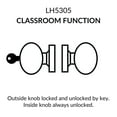 thumbnail image 3 of Lawrence Cylindrical Heavy Duty Grade 2 Commercial Knob Lockset Backset Satin Stainless Steel Classroom Function Keyed Alike, 3 of 3