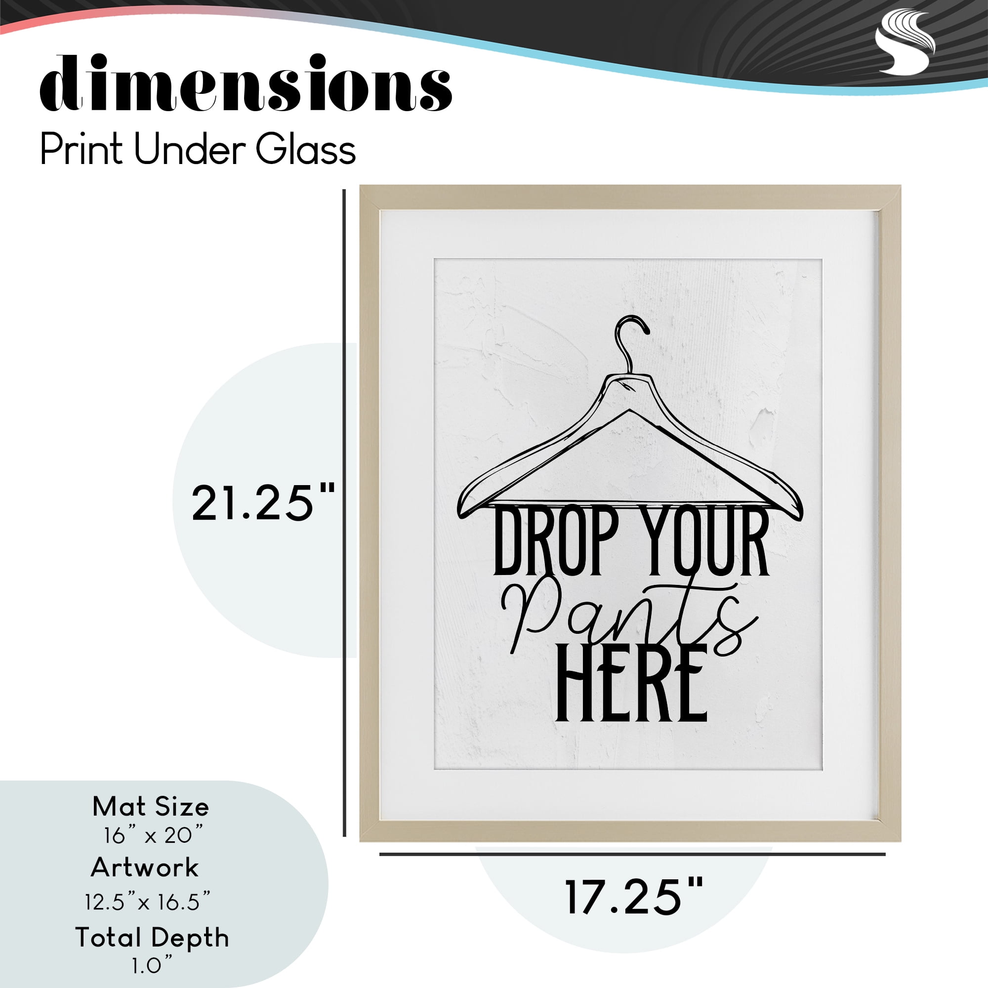 Drop Pants Here with Hanger Birch Framed Print Under Glass, design by Kim Allen