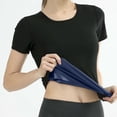 thumbnail image 2 of Shrysg Women's Sweat Shaper Athletic Tee Short Sleeve Compression T-Shirt Performance Baselayer Workout Shirt Blue, 2 of 9