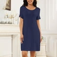 thumbnail image 5 of Tnhcen Women's Round Neck Modal Short Sleeve Sleep Dress Loose Fit Casual Home Wear Nightgown | Soft Minimalist Nightdress Size S-2XL, 5 of 5