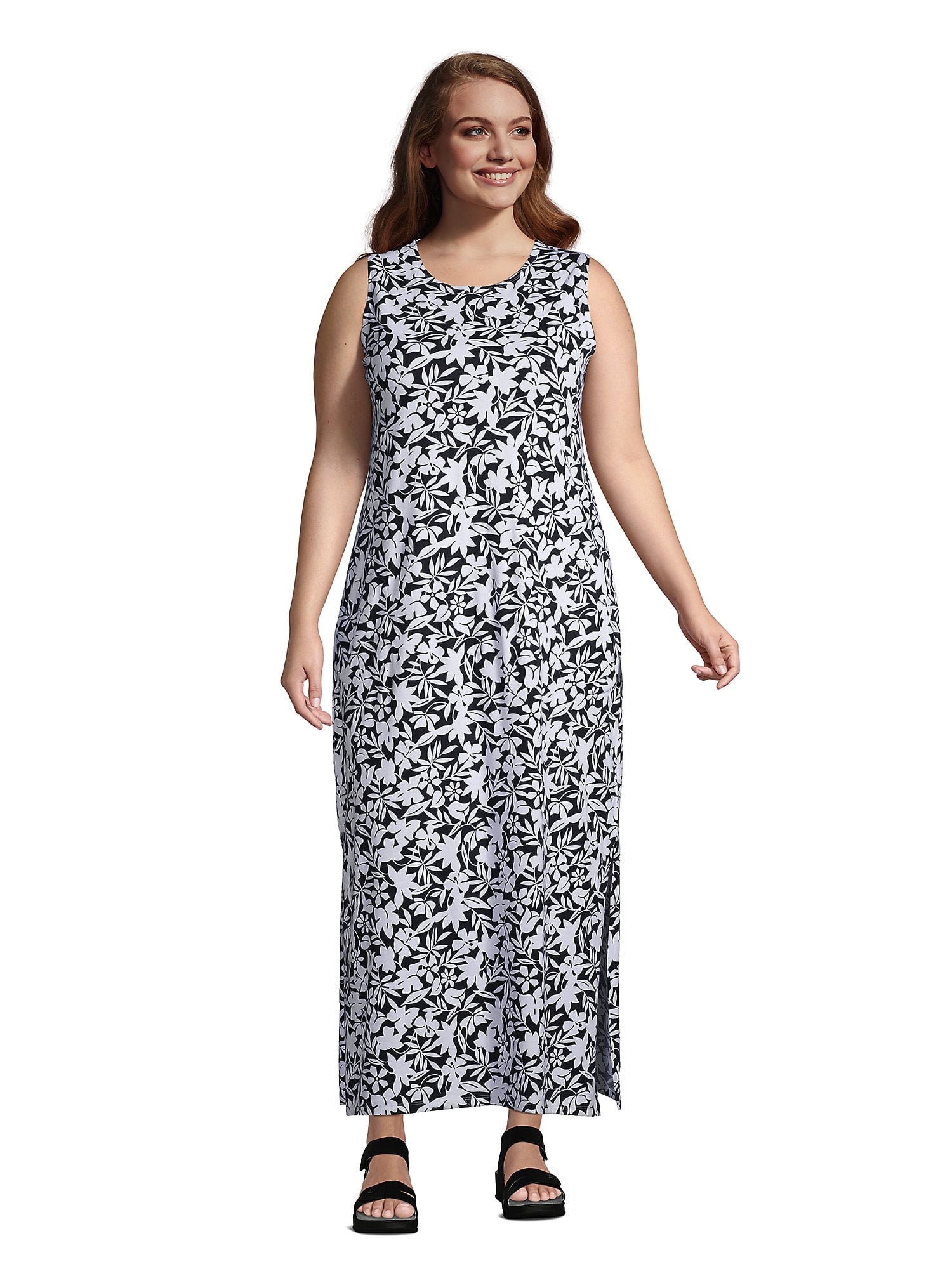 Lands' End Women's Plus Size Cotton Jersey Sleeveless Swim Coverup