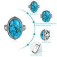 thumbnail image 2 of Vakki Oval Turquoise Blue Ring 925 Sterling Silver Statement Ring Boho Vintage Jewelry Handmade Ring for Women, 2 of 5