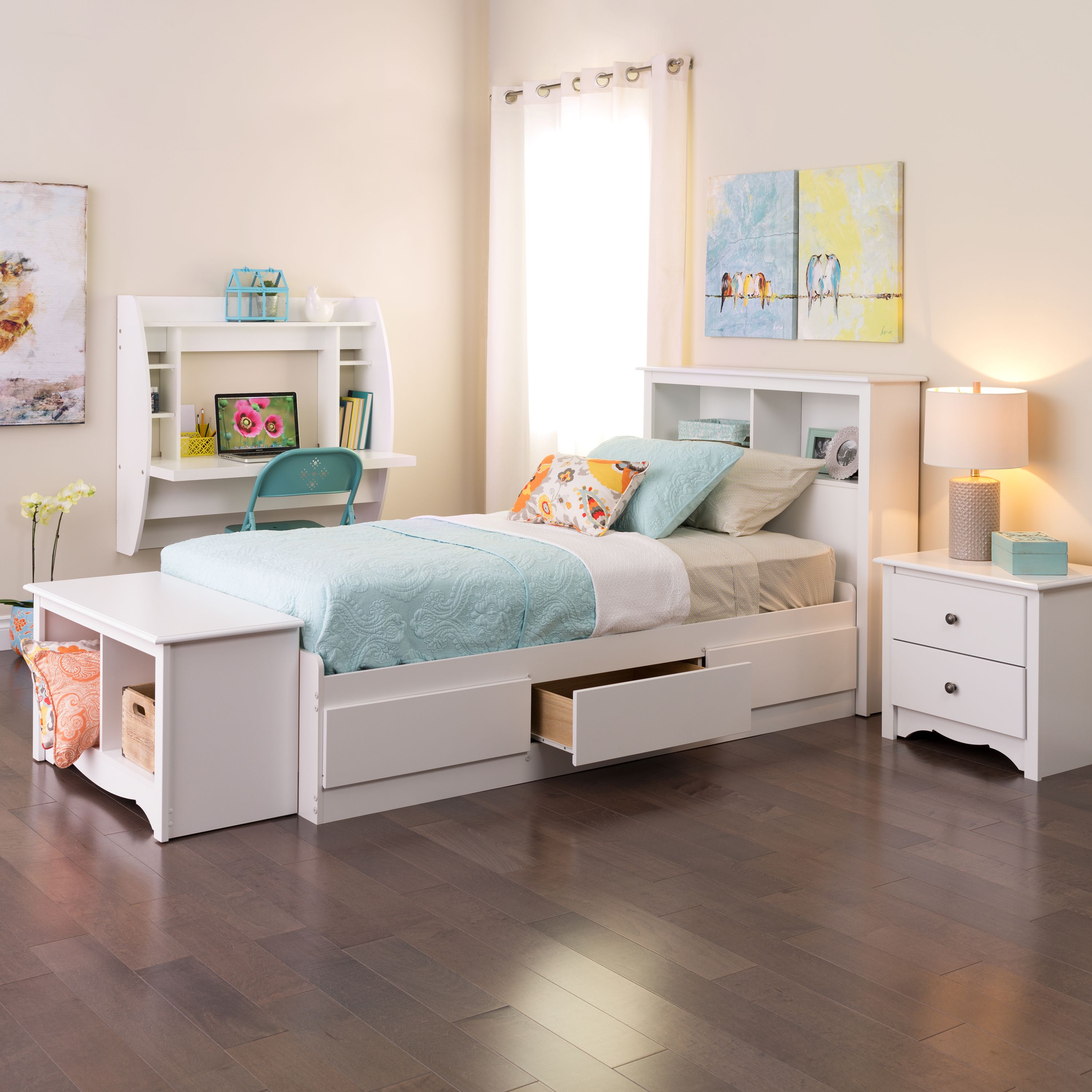 Prepac Twin Mate's Platform Storage Bed with 3 Drawers, White
