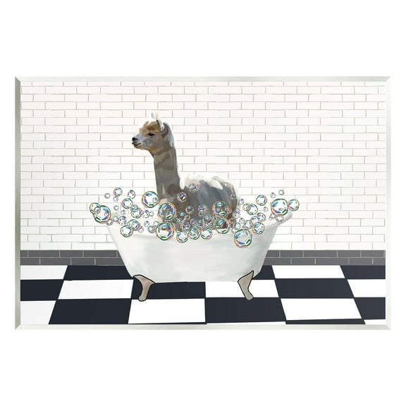 Stupell Industries Llama Bathroom Tub Animals & Insects Painting Unframed Art Print Wall Art, 15 x 10