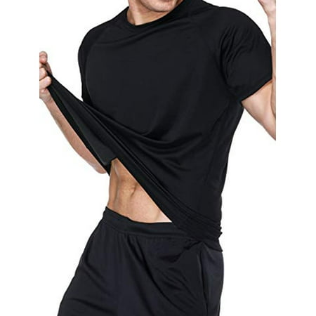 LELINTA Men's Short Sleeve Rashguard Mens Rashguard UPF 50+ Swimwear Swim Shirt Black, 2XL