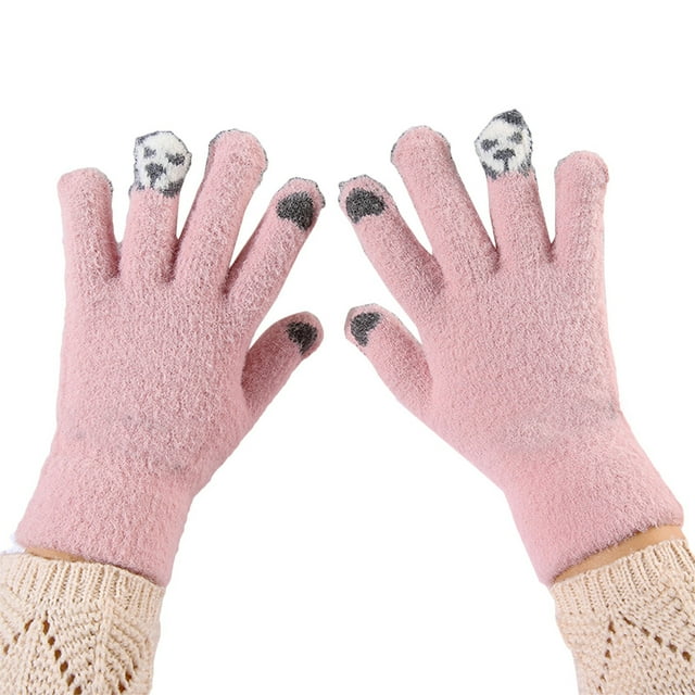 Cute Panda Winter Knitted For Touchscreen Riding Five Finger Thermal Mittens Windproof Cold Weather Gloves Mittens Gloves Mittens Women Ski Gloves Mittens Men Gloves Mittens Men Gloves Mittens