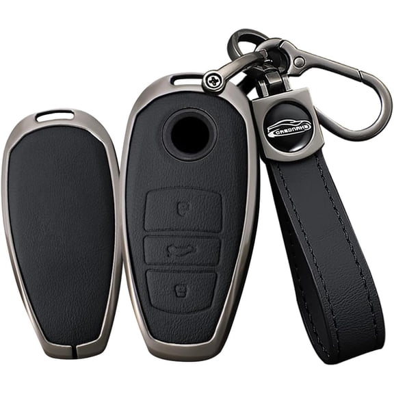Key Fob Cover Compatible with VW Volkswagen Touareg Keychain Case Holder Protector,Long-black