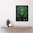 thumbnail image 2 of Sage Green Owl Illustration Perched in Geometric Forest Night Dusk Art Print Framed Poster Wall Decor 12x16 inch, 2 of 5