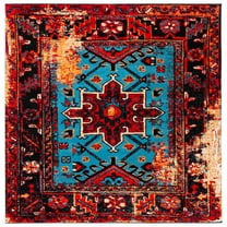 SAFAVIEH Vintage Hamadan Dania Oriental Area Rug, Red/Light Blue, 5'3" x 5'3" Square