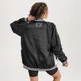 thumbnail image 2 of Women's Gameday Couture Black Oklahoma State Cowboys Oversized Inner Drive Varsity Rhinestone Full-Snap Bomber Jacket, 2 of 5