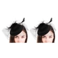 thumbnail image 1 of Guardurnaity Sombrero tocado para mujer, velo de malla de plumas, fiesta de té, boda, escenario, espectáculo, horquilla de novia, tocado, negro Negro 2piezas, 1 of 6