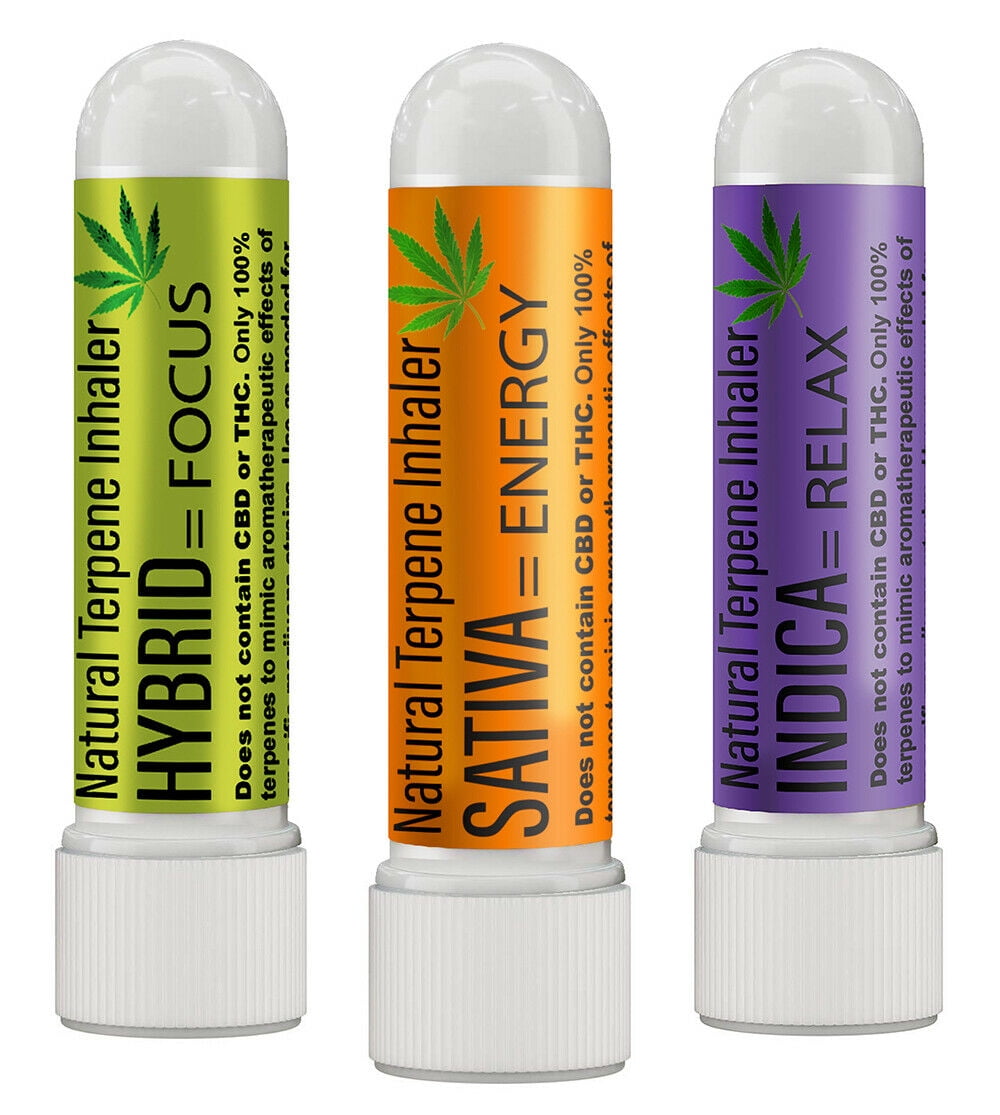 3 PACK Indica Sativa Hybrid Essential Oil Terpene Nasal Inhalers for