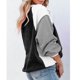 thumbnail image 3 of Sudadera de lana difusa con cuello redondo para mujer, informal, de moda, con manga larga abombada, color block, color negro, M, 3 of 6
