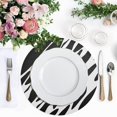 thumbnail image 4 of Ryvnso Zebra Black and White Round Plate Mats Dining Table Placemat Set of 4 for Holiday Decoration, 4 of 7