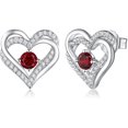 thumbnail image 1 of Pendientes de tuerca de plata de ley 925 con piedra natal, joyería para mujer, chapado en oro blanco/rosa, San Valentín, Navidad, aniversario, cumpleaños, joyería, regalos para él, 1 of 5