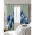 thumbnail image 4 of Navy Blue Tulip Blackout Curtains for Bedroom Living Room Darkening Curtains 96 Inches Long Chic Elegant Flowers Botanical Sage Green Window Curtain 2 Panels Set Window Treatment Drapes 52"x96", 4 of 9